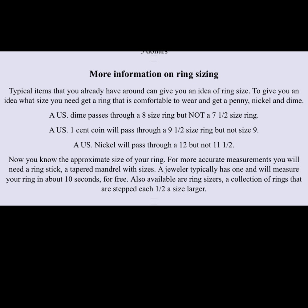 Ring Sizing Information Guide
